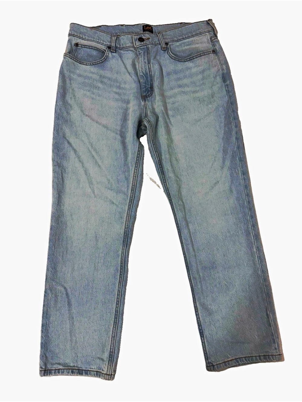 Lee Men’s Relaxed Fit Straight Leg Light Wash Denim Jeans Mid Rise 5-Pocket36x29